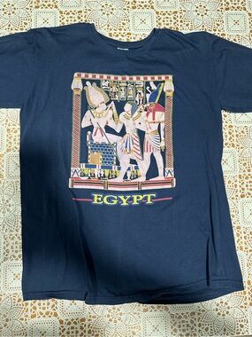 Vintage Egypt Graphic T-Shirt Large Ancient Egyptian Hieroglyphics Tourist Tee
